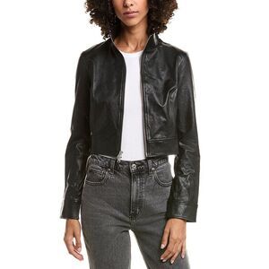Commando® Womens  Crop Biker Jacket, Black
